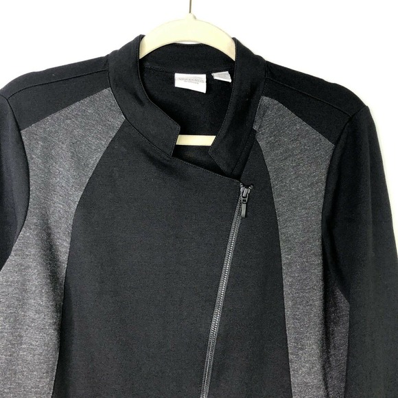 Weekend by Chico's Full Zip Ponte Knit Sweater Jacket Black Gray Size Medium - Picture 3 of 7